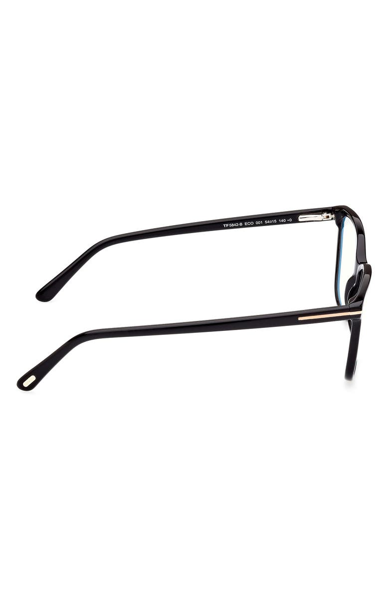 TOM FORD 54mm Square Blue Light Blocking Glasses, Alternate, color, Shiny Black