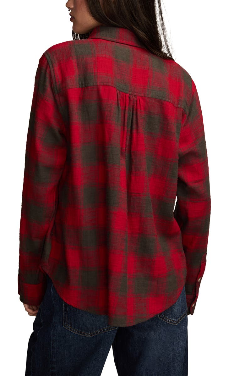 Lucky Brand Clyde Plaid Coton Flannel Button-Up Shirt, Alternate, color, Red Buffalo Check