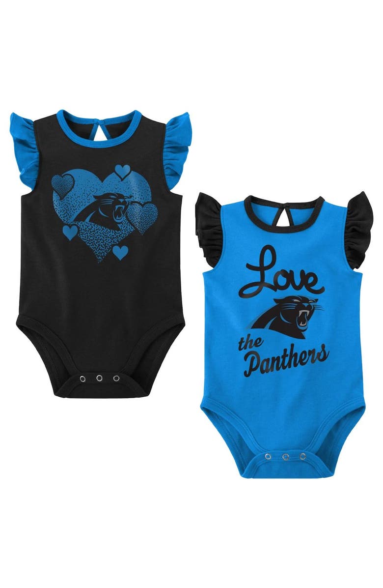 Outerstuff Girls Newborn & Infant Black/Blue Carolina Panthers Spread the Love 2-Pack Bodysuit Set, Main, color, Black
