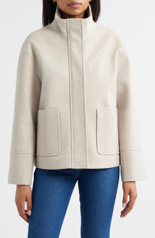 Sam Edelman Stand Collar Felt Jacket In White