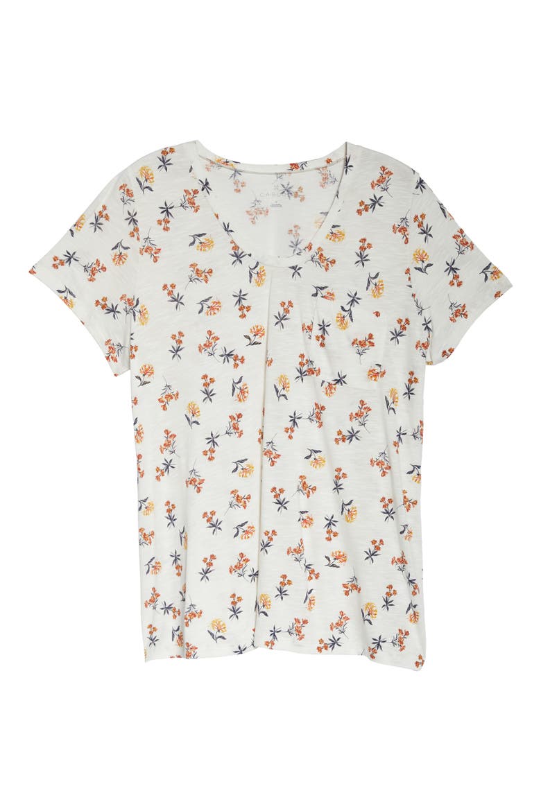 U-Neck T-Shirt, Alternate, color, IVORY C MULTI RUSTIC FLORAL