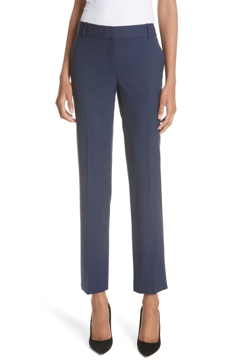 Straight Leg Stretch Wool Trousers, Main, color, SEA BLUE