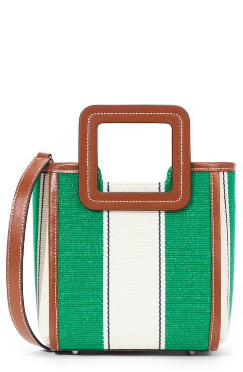 Mini Shirley Bungalow Stripe Canvas & Leather Tote