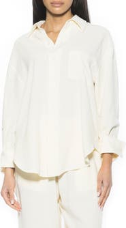Alexia Admor Amber Oversize Linen & Cotton Button-Up Shirt