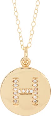 Adornia Water Resistant Cubic Zirconia Initial Disc Pendant Necklace