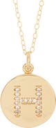 Adornia Water Resistant Cubic Zirconia Initial Disc Pendant Necklace