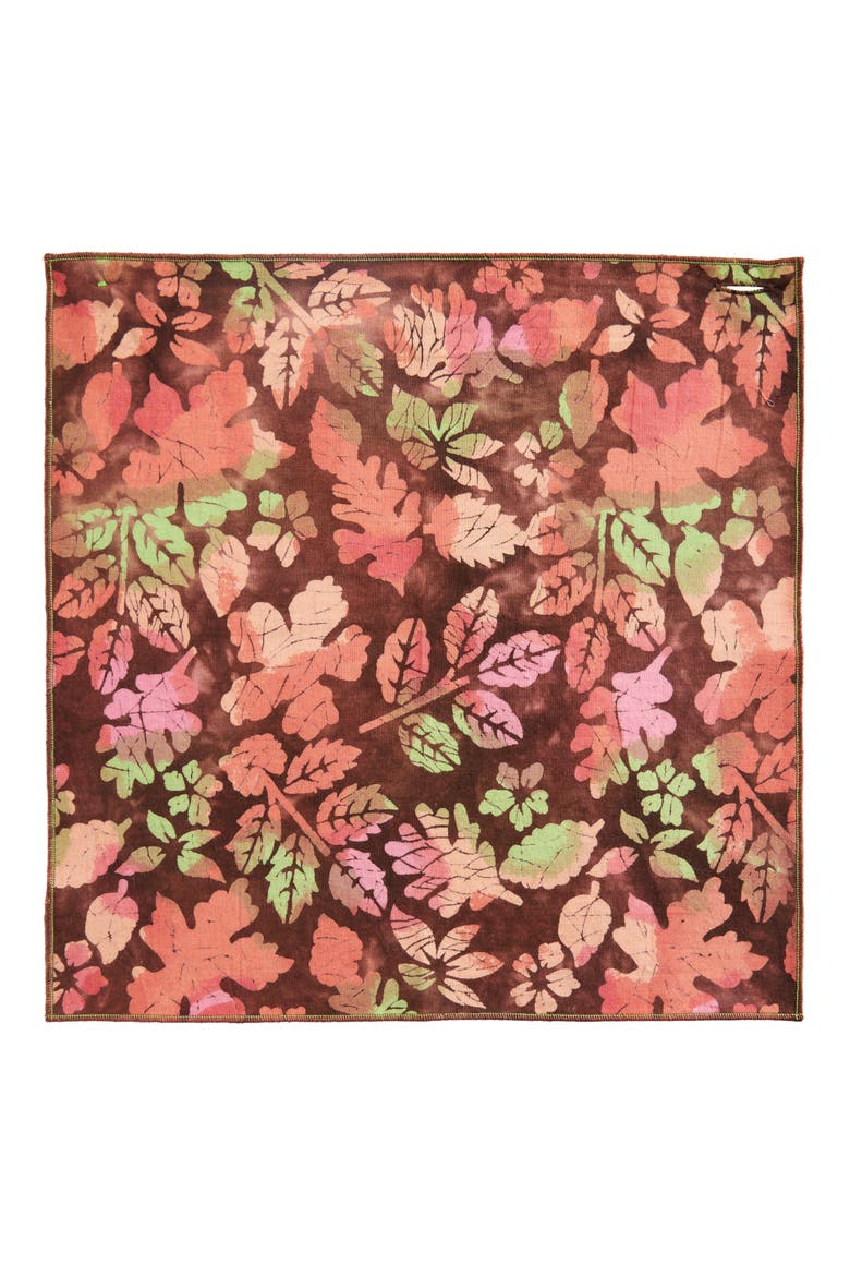 Print Cotton Pocket Square, Alternate, color, BROWN