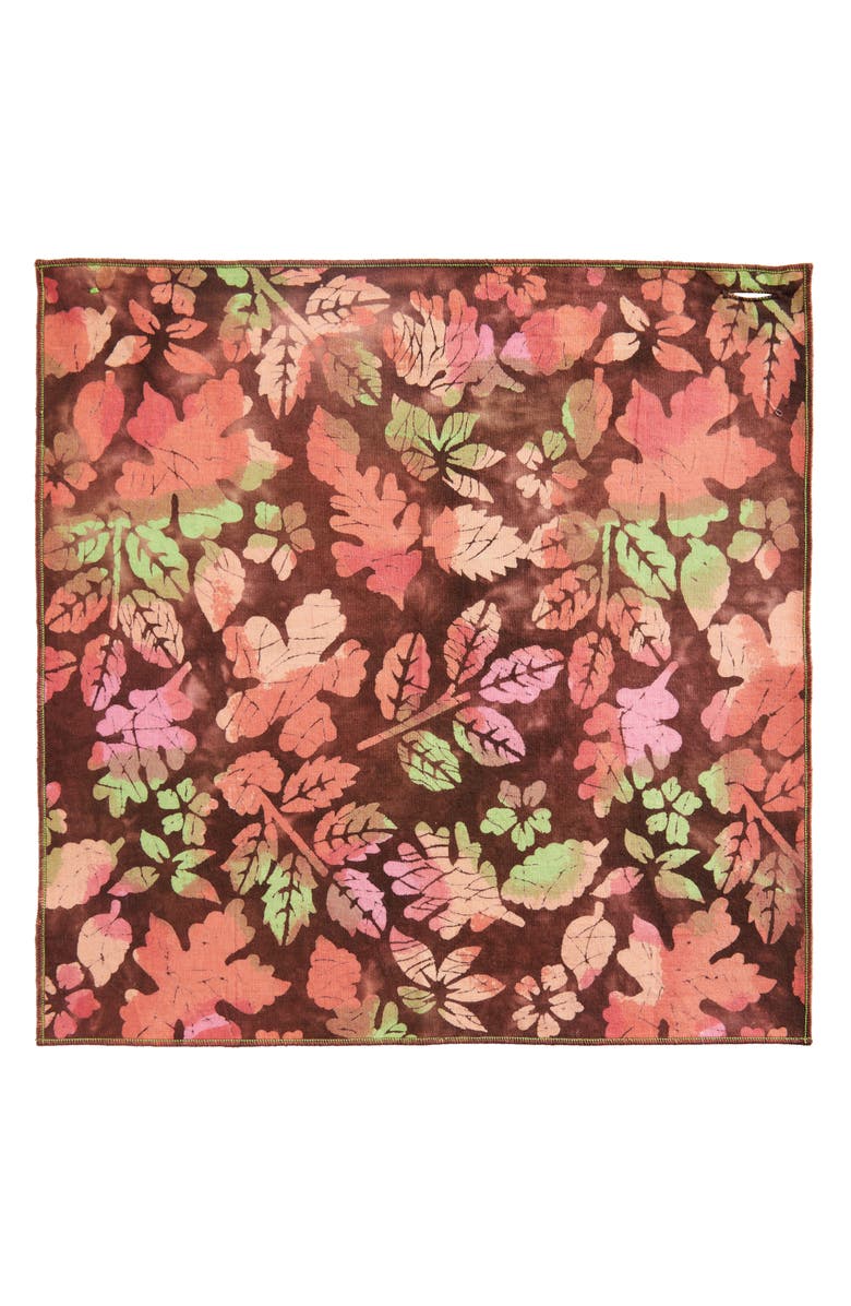 CLIFTON WILSON Print Cotton Pocket Square, Alternate, color, Brown