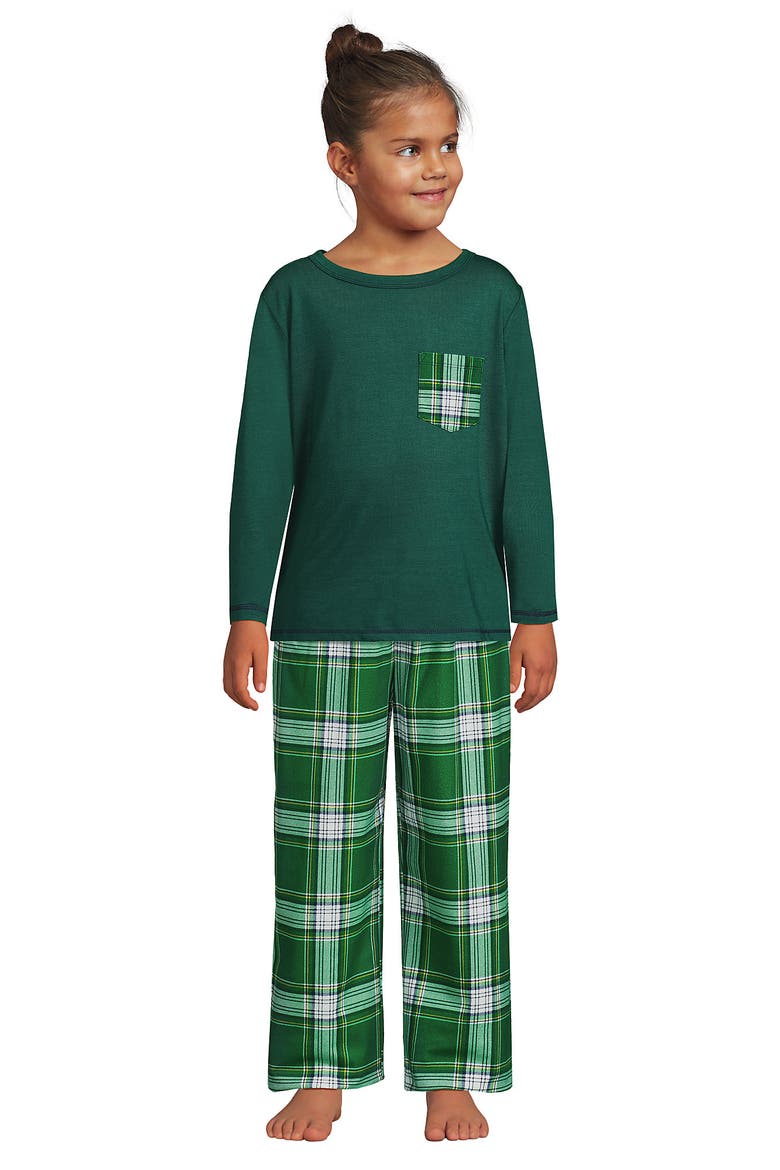 Kids Soft Jersey Sleep Top, Main, color, Emerald Plaid