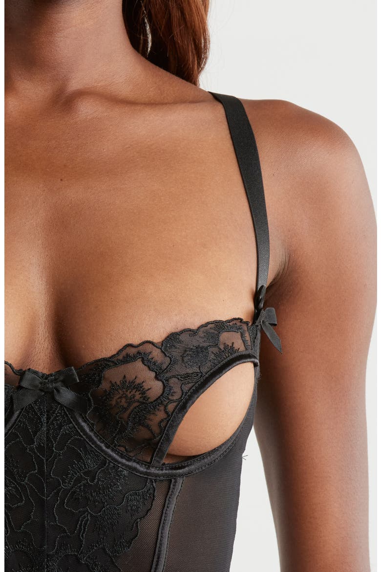 Cutout Underwire Teddy, Alternate, color, BLACK