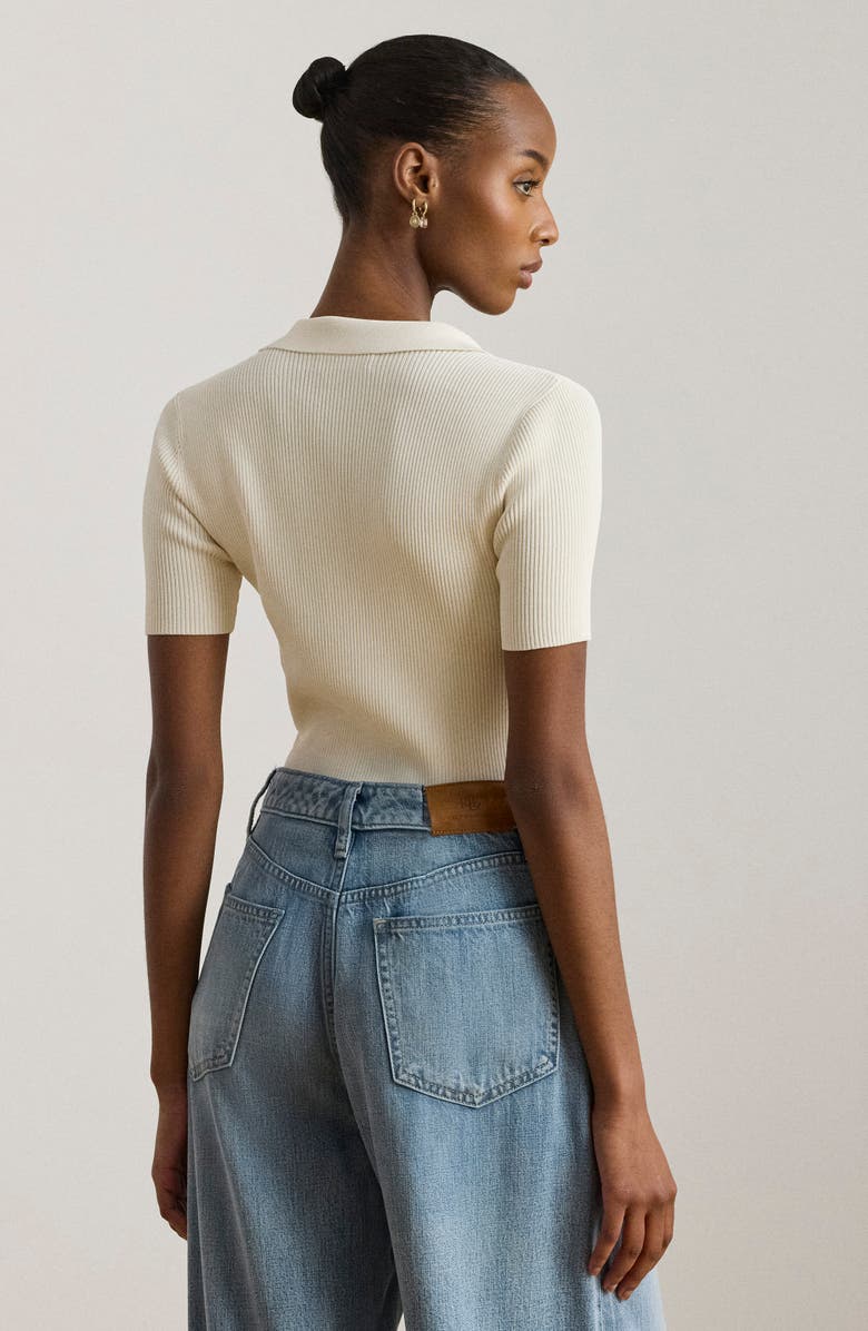 Lauren Ralph Lauren Rib Knit Polo Sweater, Alternate, color, Mascarpone Cream