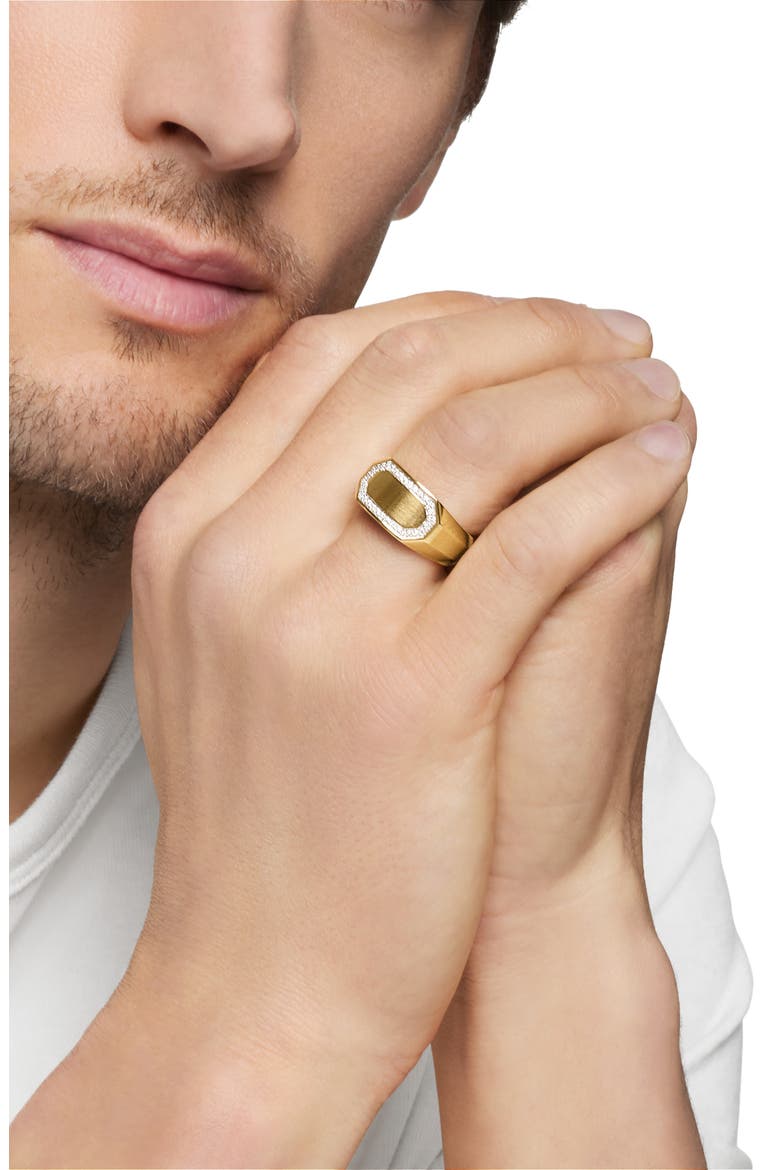 Men's Streamline® Pavé Diamond Cigar Ring in 18K Gold, Alternate, color, 18K YELLOW GOLD/ DIAMOND