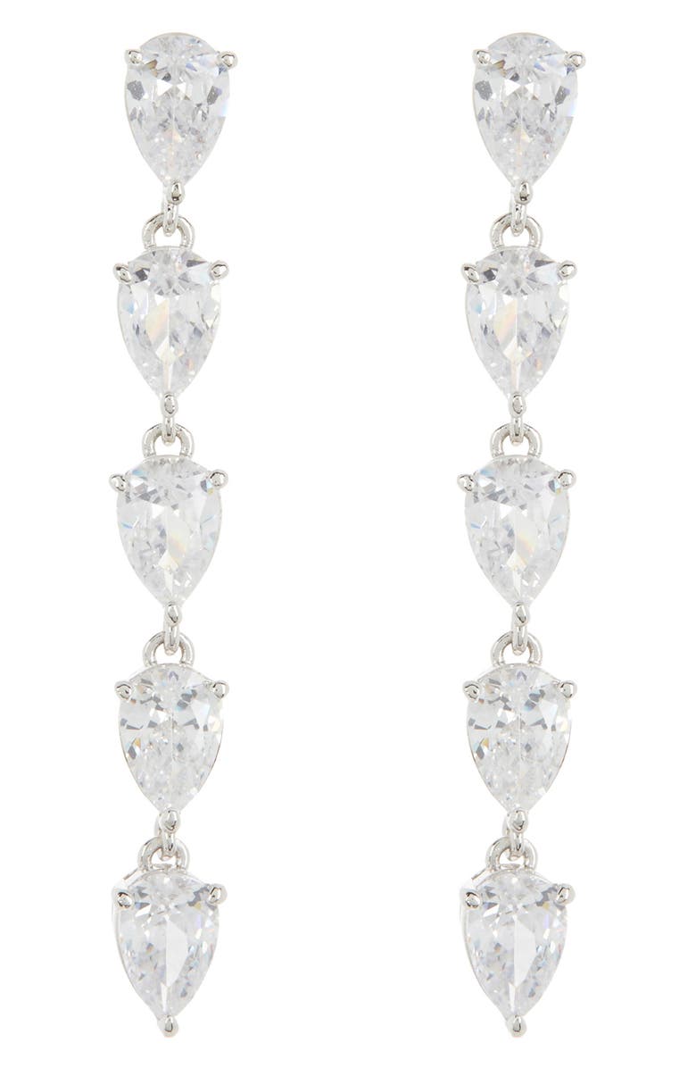 Nadri Serena CZ Linear Drop Earrings, Main, color, Rhodium