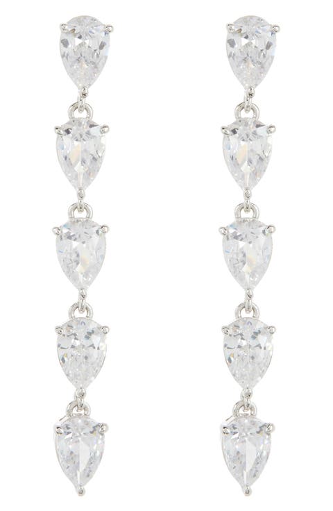 Serena CZ Linear Drop Earrings