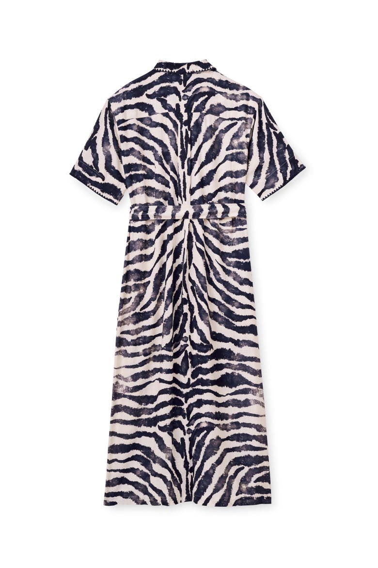 Lucia Midi Linen Shirt Dress, Alternate, color, Painted Zebra