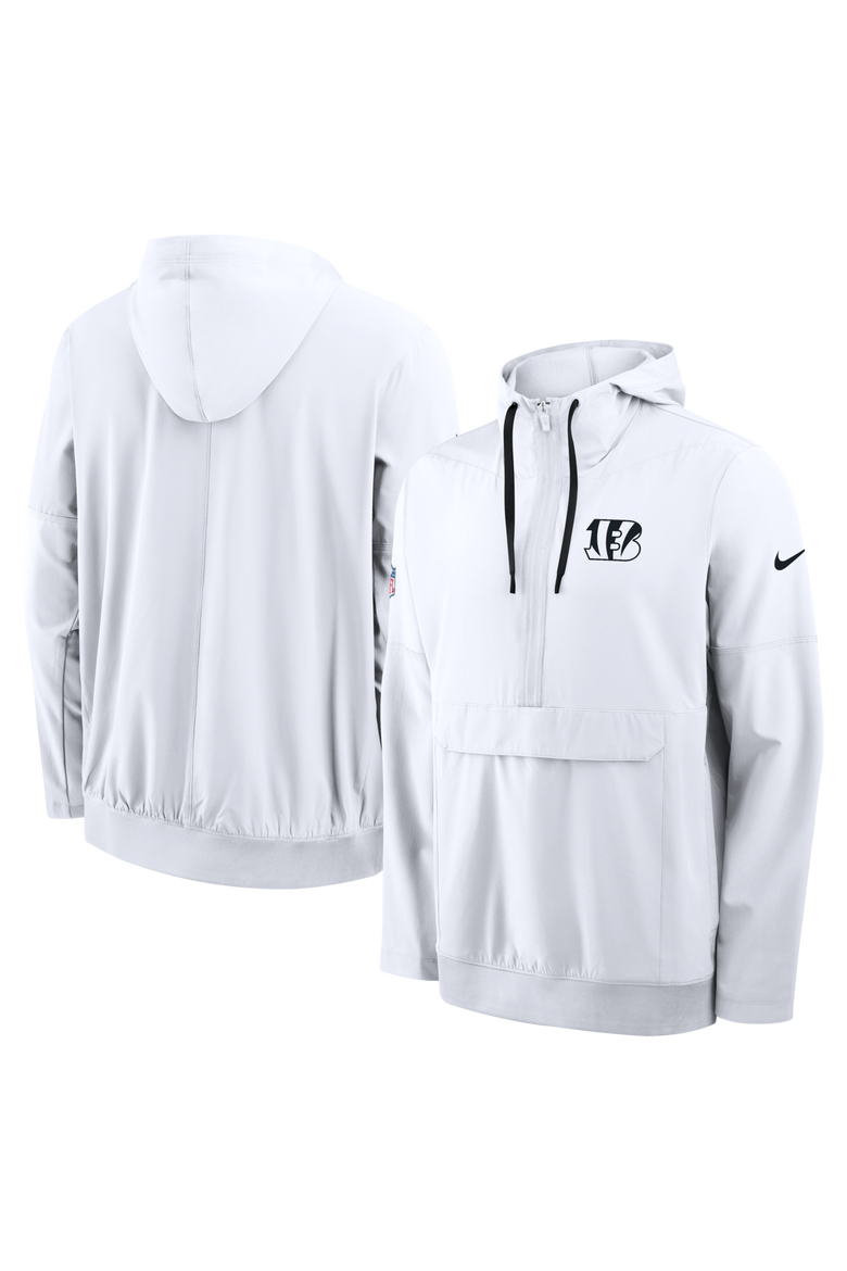 Men's Nike White Cincinnati Bengals Sideline Broken Rules Alternate Anorak Half-Zip Hooded Jacket, Main, color, White