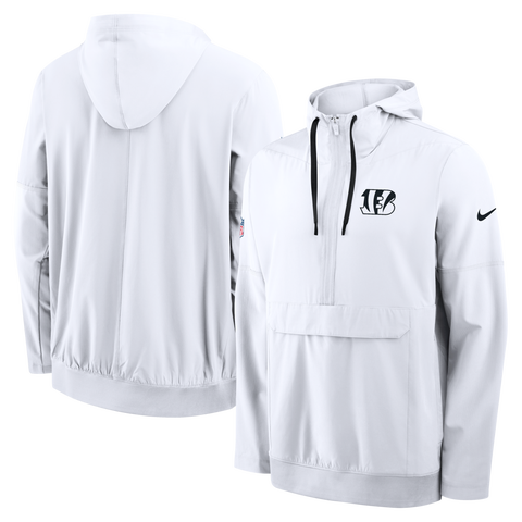 Men's Nike White Cincinnati Bengals Sideline Broken Rules Alternate Anorak Half-Zip Hooded Jacket