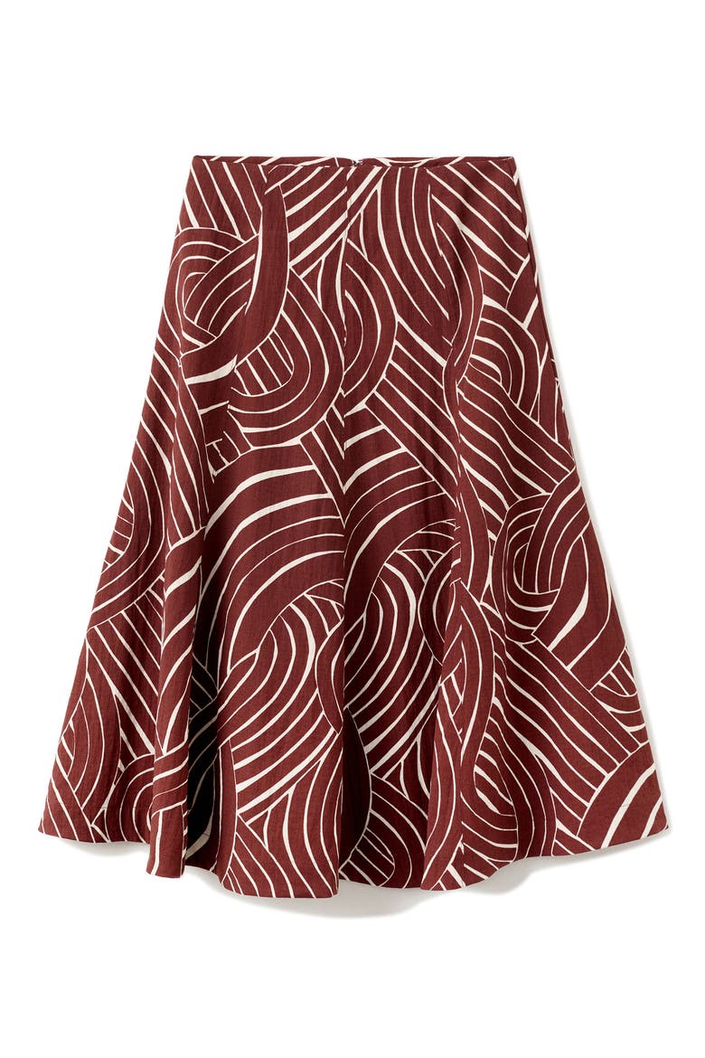 Geometric Print Midi Skirt, Main, color, MAROON