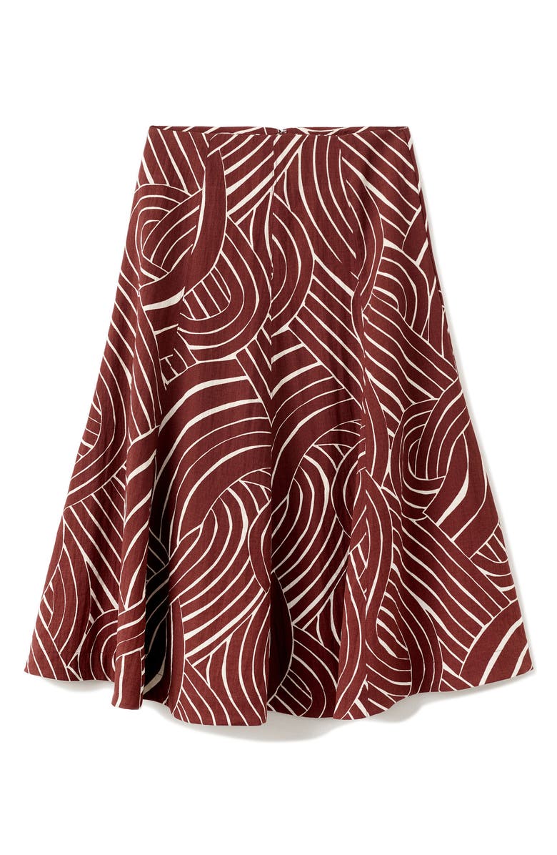 MANGO Geometric Print Midi Skirt, Main, color, Maroon