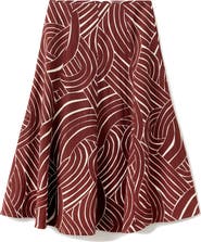 MANGO Geometric Print Midi Skirt