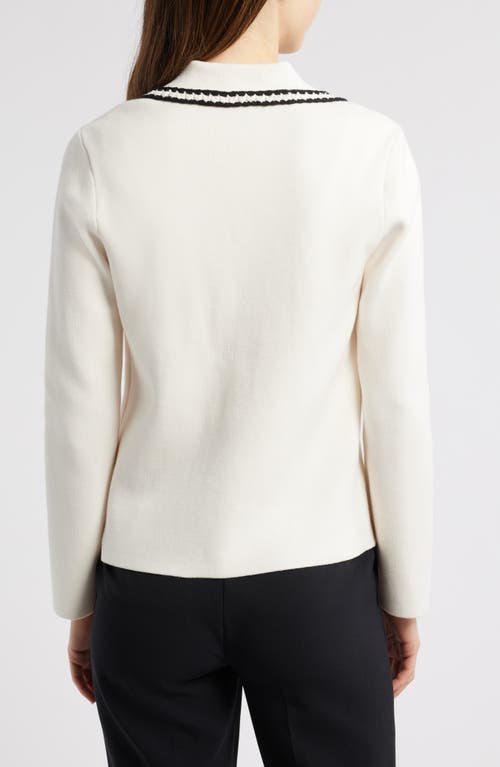 Anne Klein Notch Collar Braided Trim Blazer In White Dove