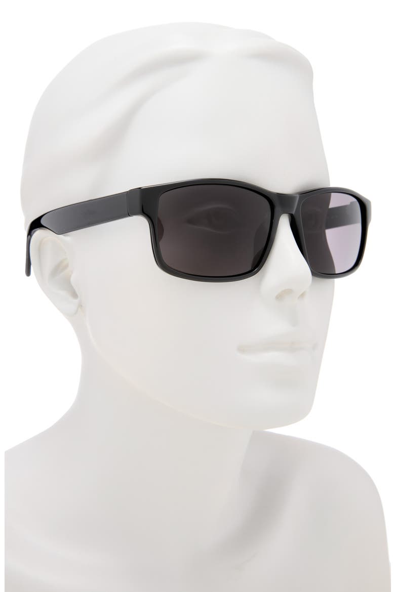 58mm Rectangle Sunglasses, Alternate, color, BLACK