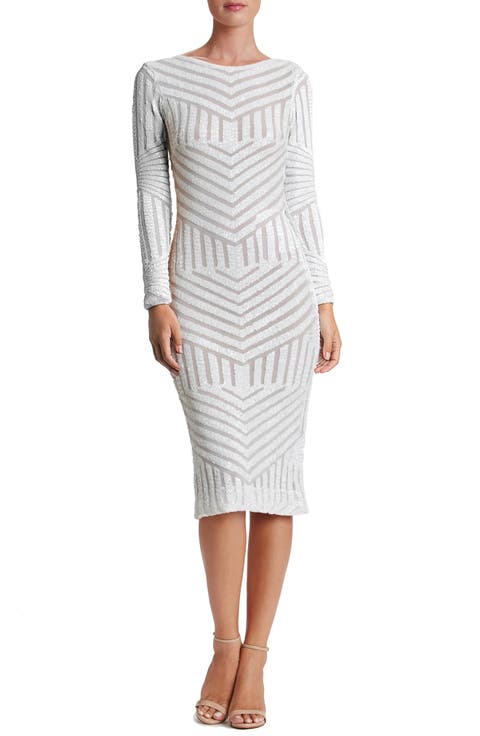 Emery Sequin Stripe Long Sleeve Cocktail Dress
