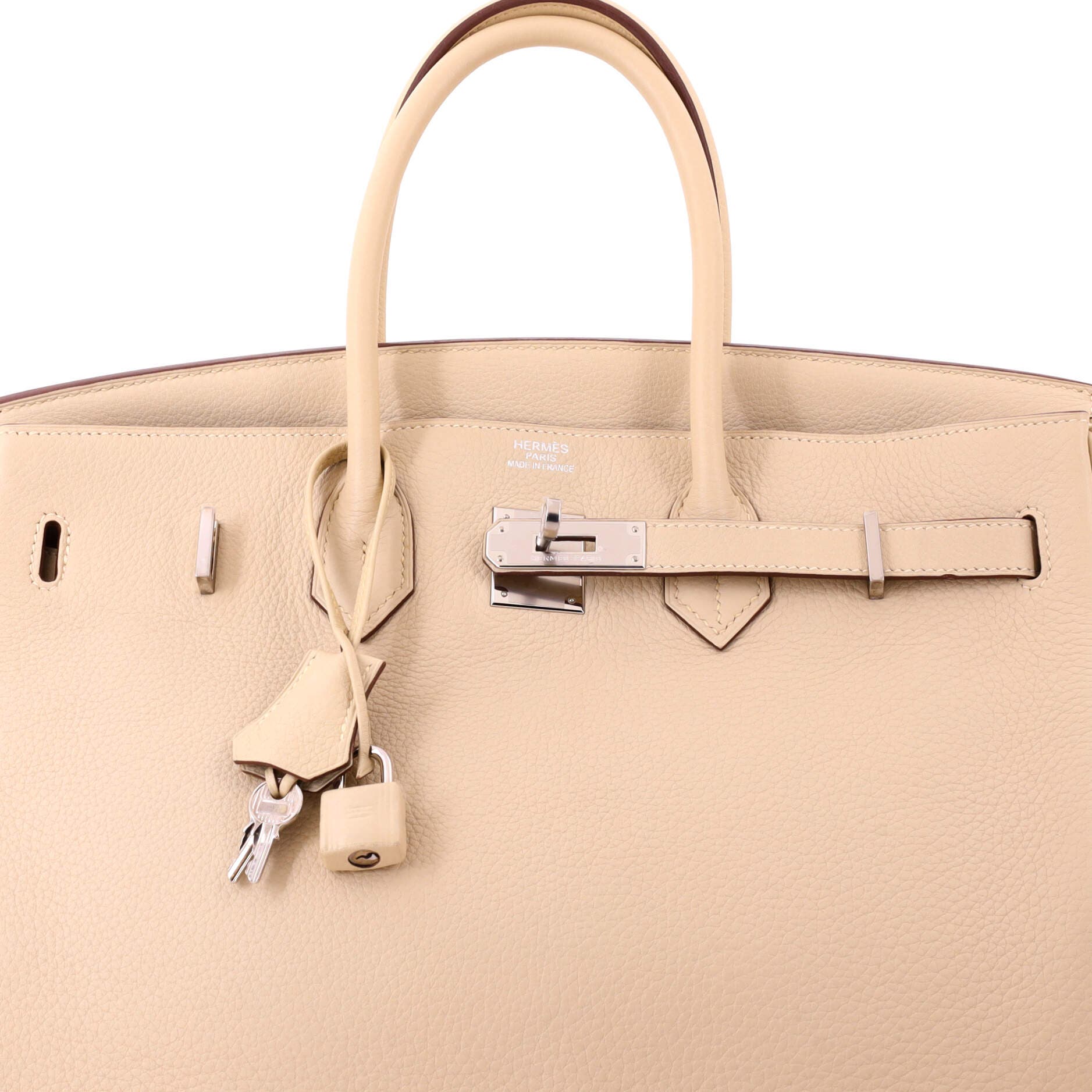 Pre-Owned Hermes Birkin Handbag Light Clemence with Palladium Hardware 35, Alternate, color, Parchemin