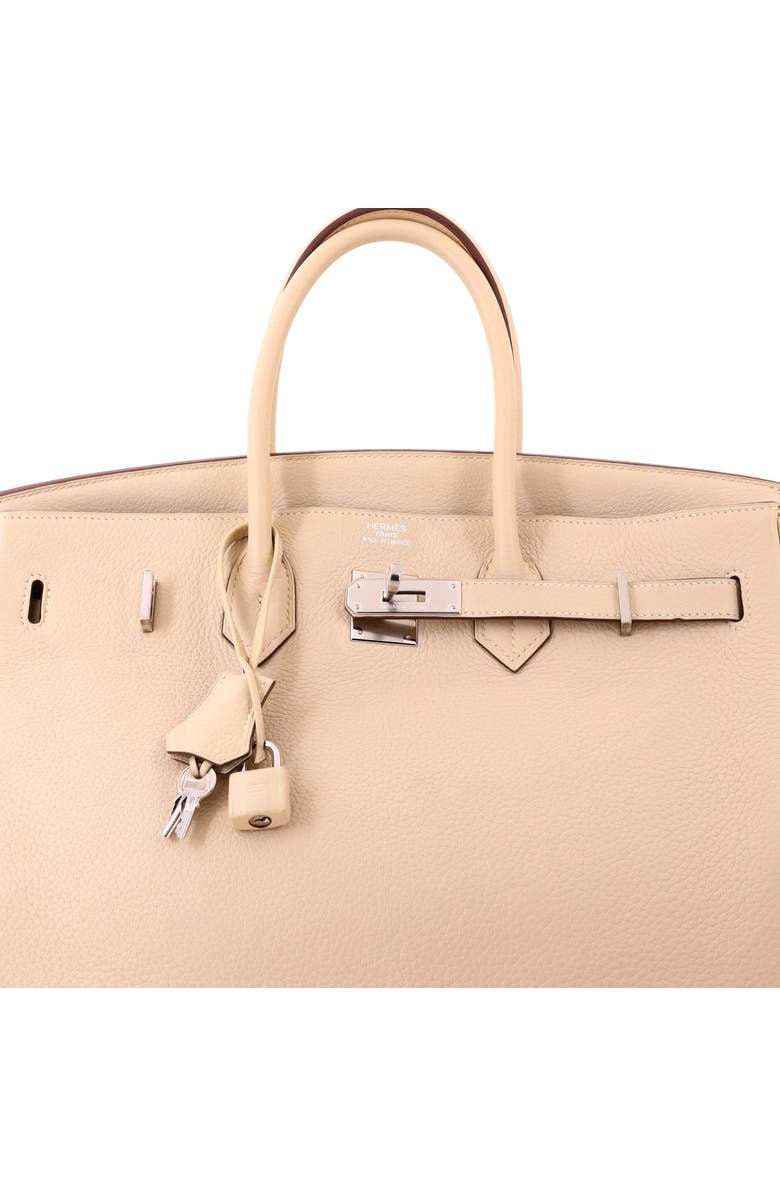 Pre-Owned Hermes Birkin Handbag Light Clemence with Palladium Hardware 35, Alternate, color, Parchemin