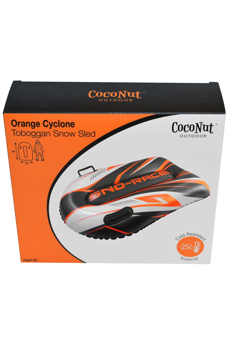 Orange Cyclone Snow Sled, 48x31", Inflatable, 200lb Cap,Ages 8+, Alternate, color, Multicolored