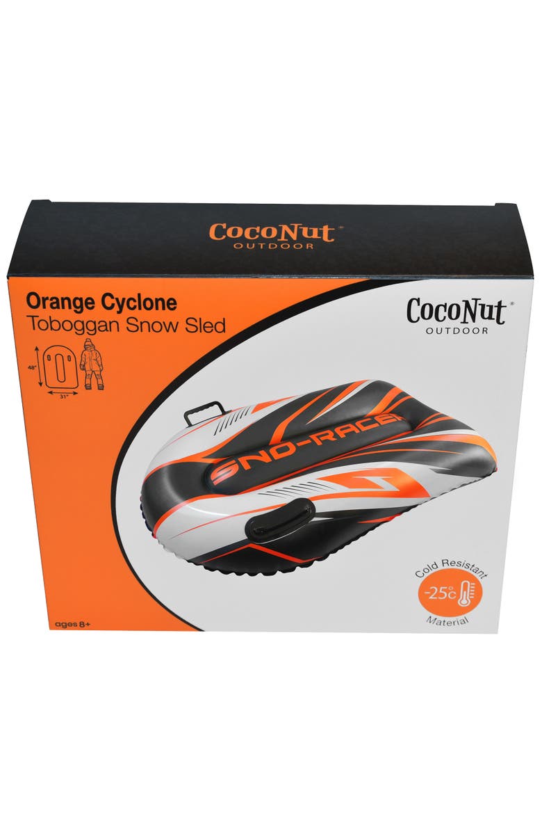 Coconut Outdoor Orange Cyclone Snow Sled, 48x31", Inflatable, 200lb Cap,Ages 8+, Alternate, color, Multicolored