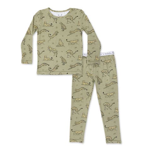 Kids' Sage & Spots Leopard Set of 2 Piece Pajamas