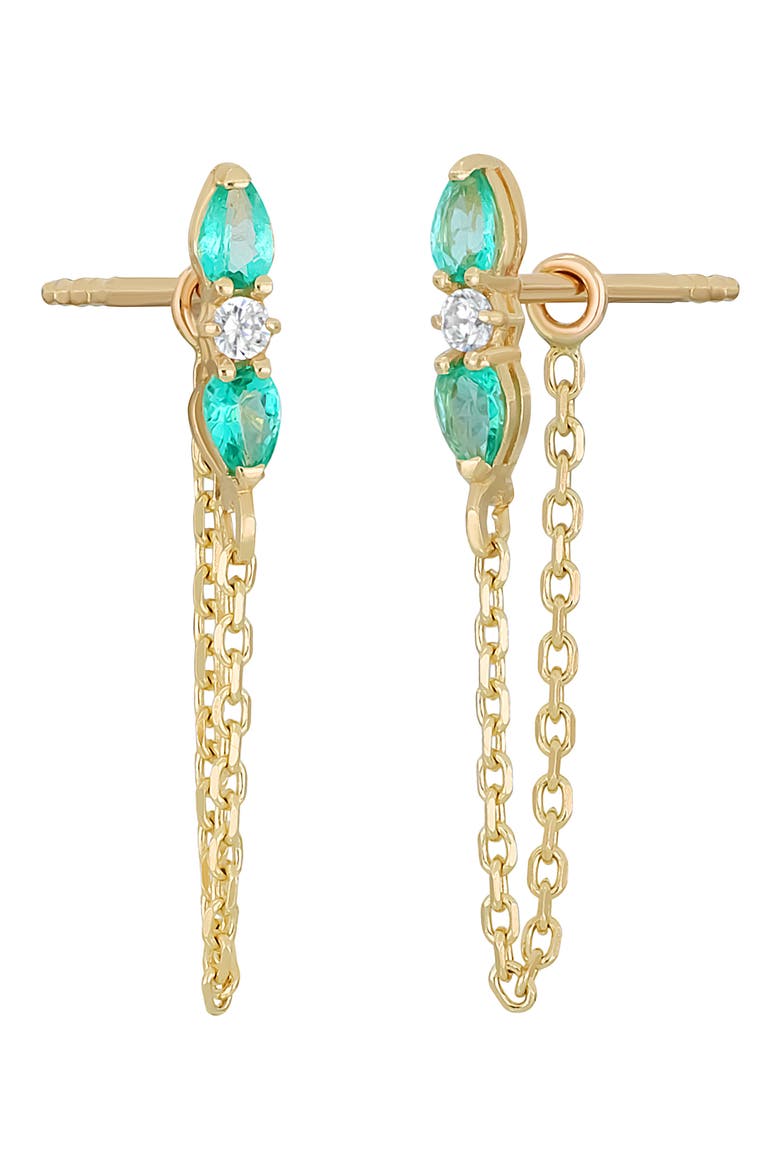 Color Topaz & Diamond Front/Back Earrings, Main, color, 14KY