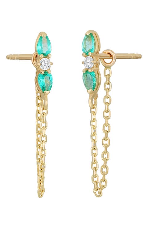 Color Topaz & Diamond Front/Back Earrings