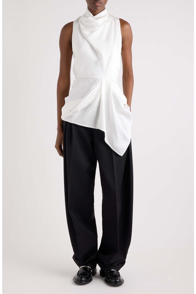 Draped Sleeveless Silk Top, Alternate, color, OFF WHITE