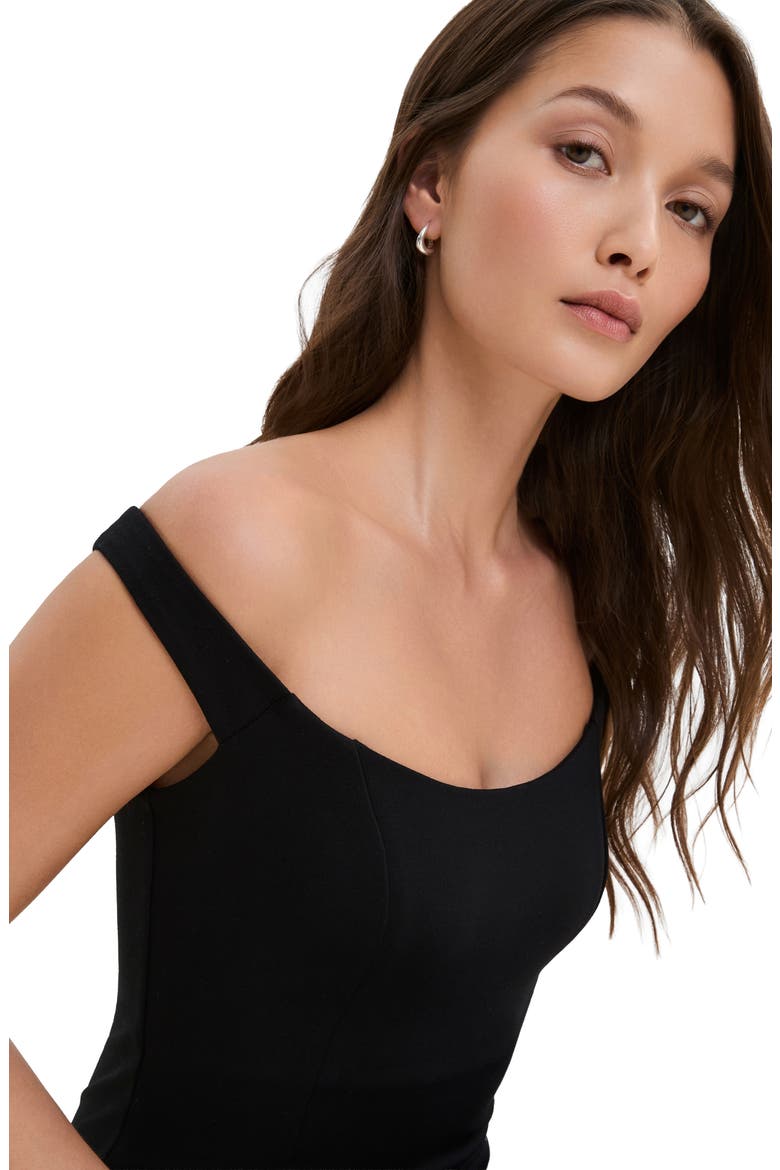 Eliana Off the Shoulder Sheath Dress, Alternate, color, BLACK