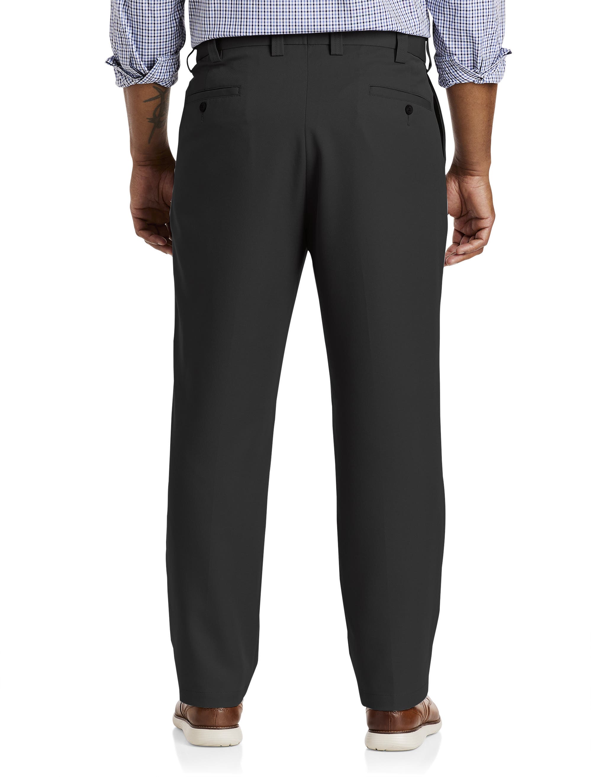 Oak Hill by DXL Waist-Relaxer Pleated Microfiber Pants (Men