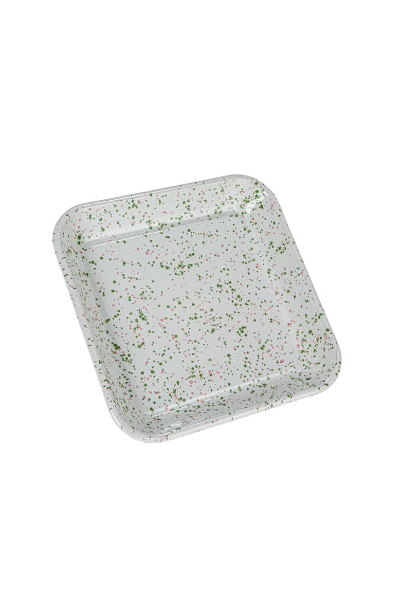 Speckled Enameled Metal Platter, Main, color, Cream