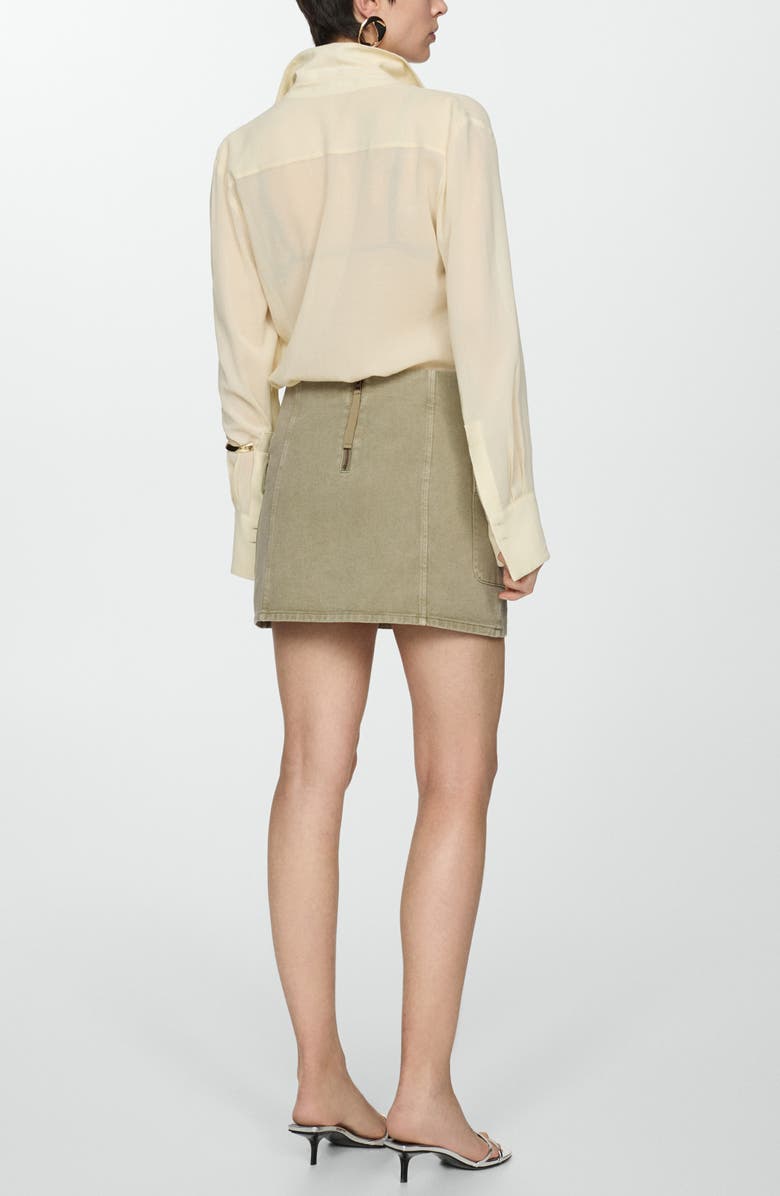 MANGO Denim Cargo Miniskirt, Alternate, color, Khaki Green