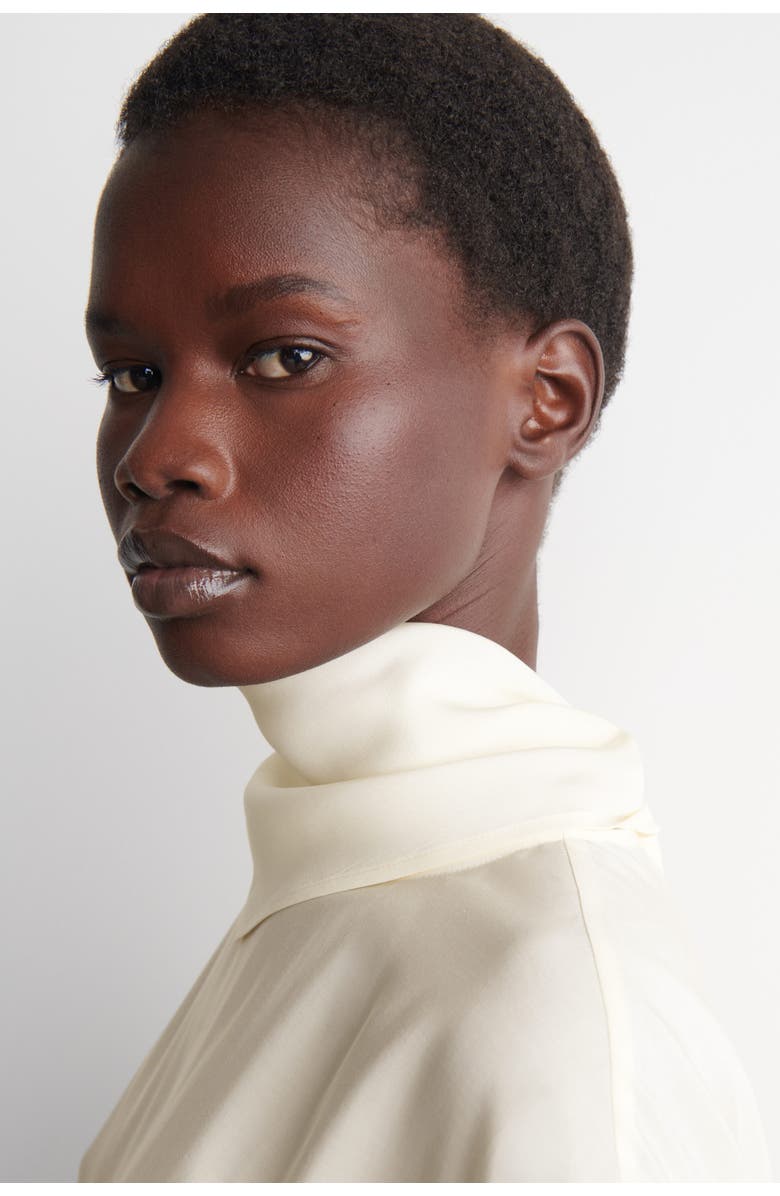 COS Draped Scarf-Detail Top, Alternate, color, Ivory / Polka Dot