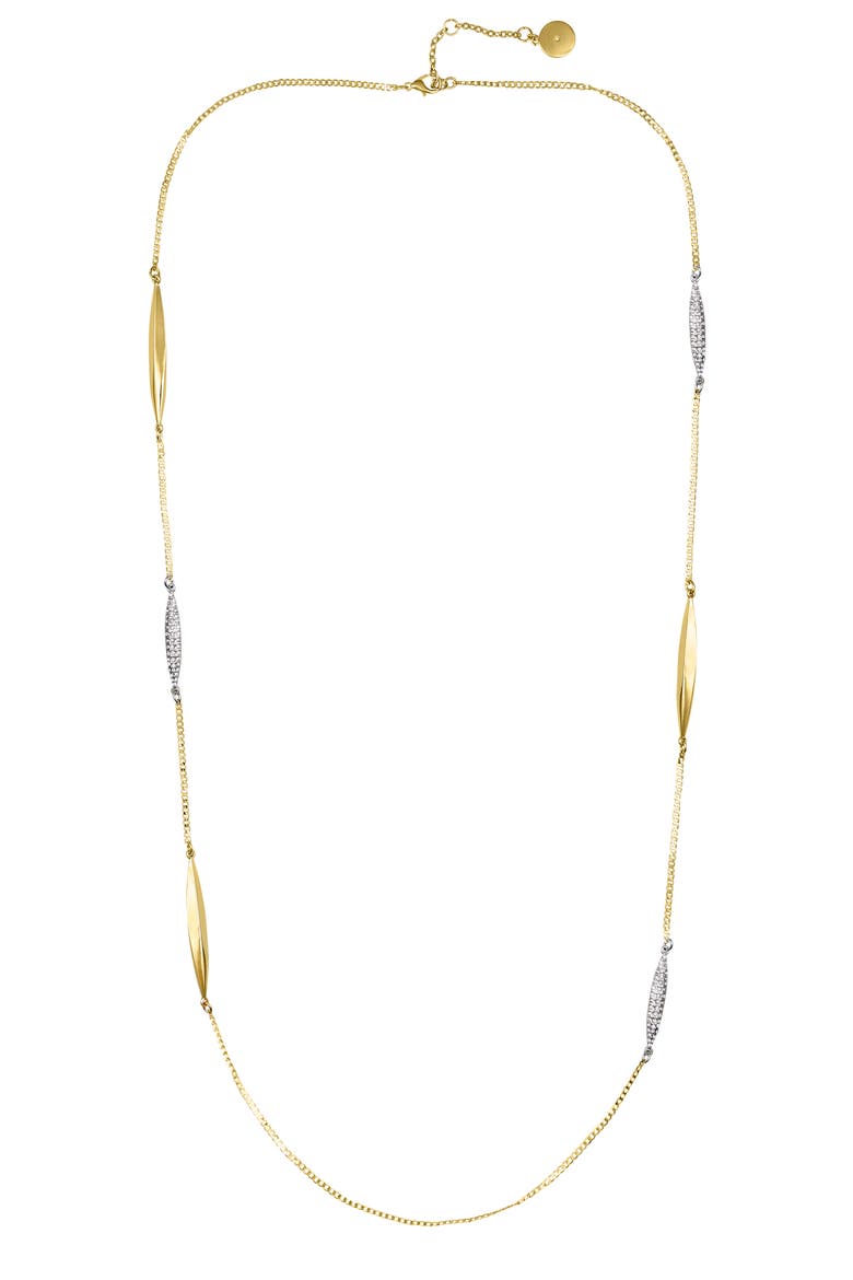 Crystal Station Long Silver- Necklace, Main, color, 14K Gold Plated