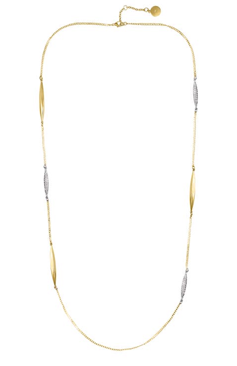 Crystal Station Long Silver- Necklace