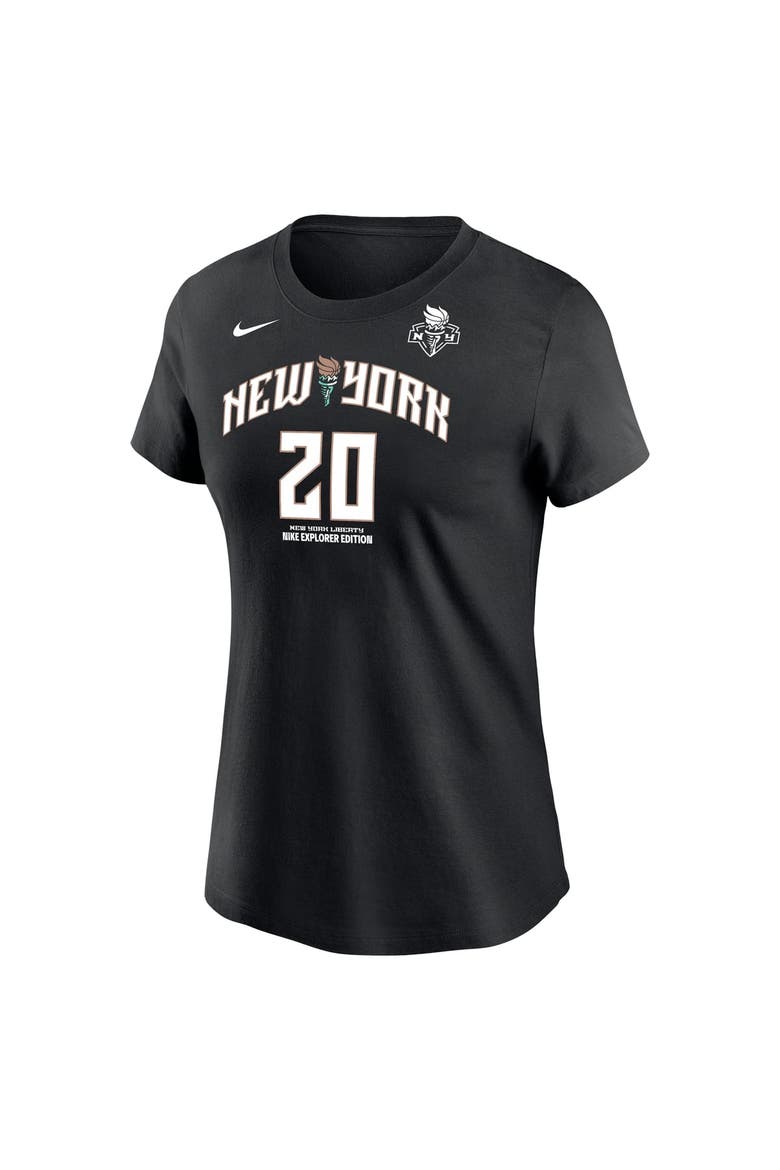 Women's Nike Sabrina Ionescu Black New York Liberty Name & Number Explorer Edition T-Shirt, Alternate, color, Black