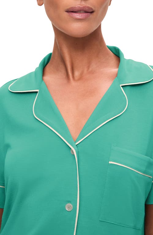 Eberjey Gisele Relaxed Jersey Knit Short Pajamas In Green