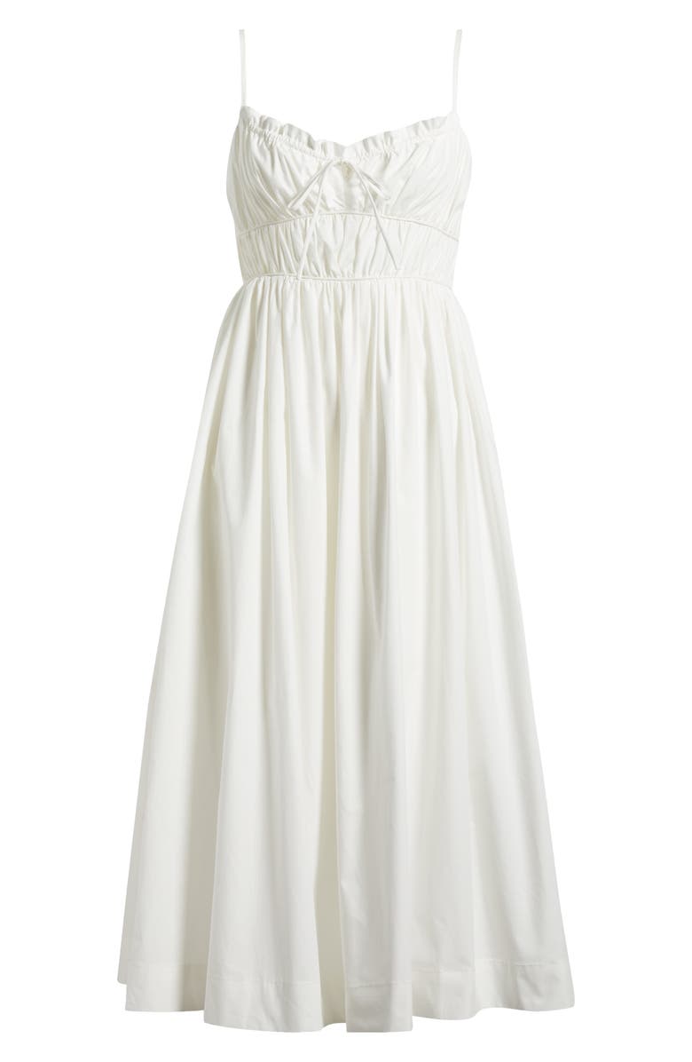 All in Favor Cotton Poplin Shirred Midi Dress, Alternate, color, White