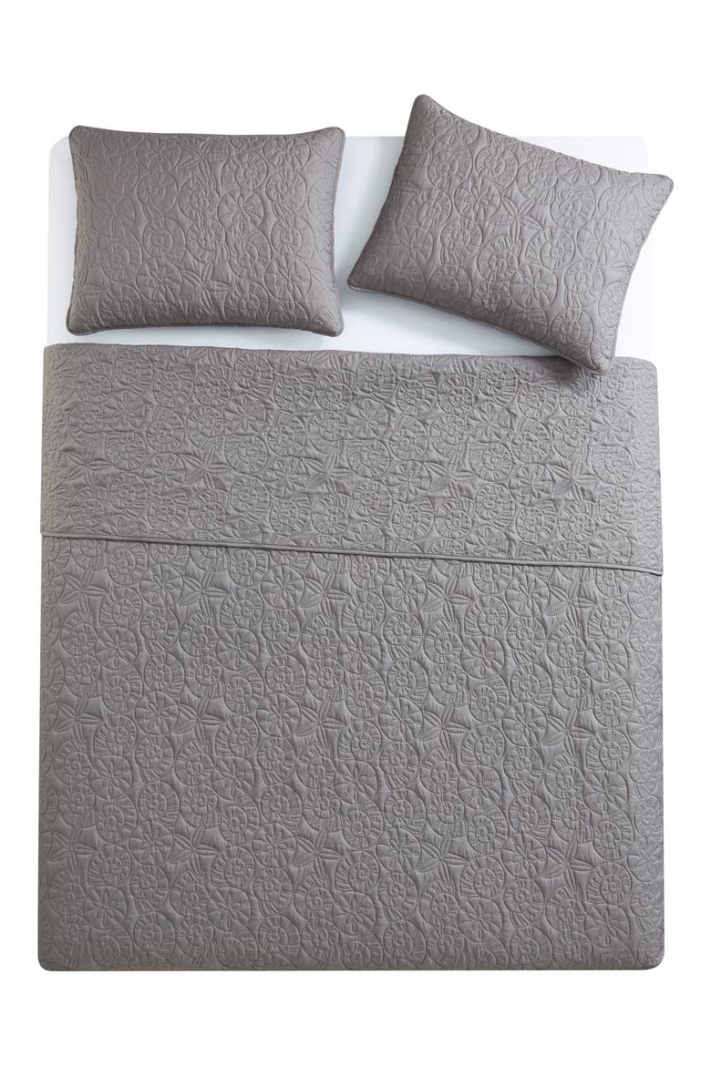 Seashell Solid 3-Piece Quilt Set, Main, color, GREY