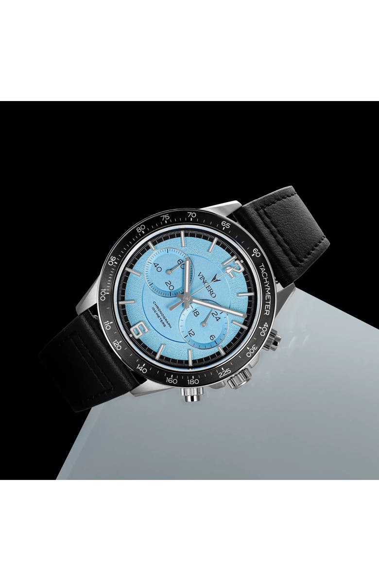 Vincero The Apex Prism Chronograph Leather Strap Watch, 42mm, Alternate, color, Jet Stream