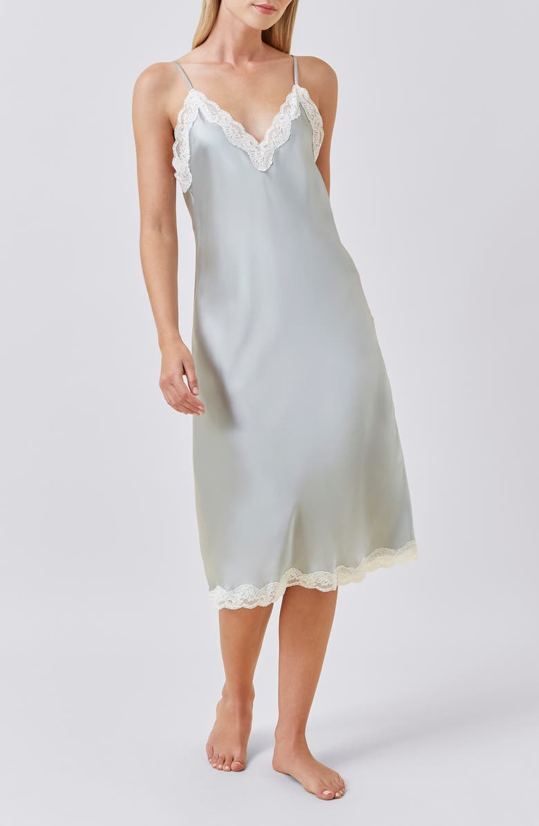 Papinelle Annabelle Satin Nightgown, Alternate, color, Sage