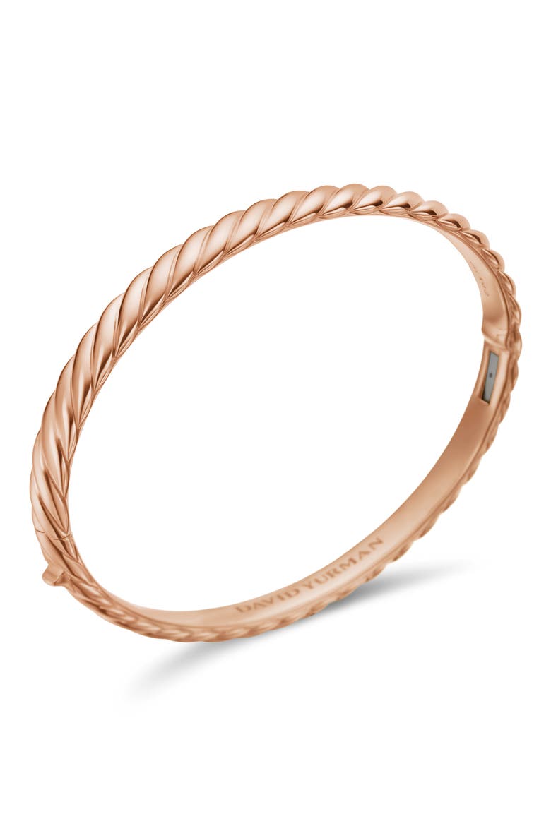 Sculpted Cable Bangle Bracelet in 18K Yellow Gold, 6.2mm, Alternate, color, 18K ROSE GOLD