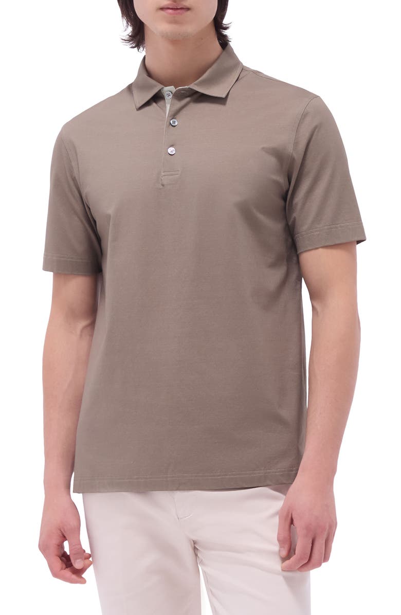 Bugatchi Vincent OoohCotton<sup>®</sup> Double Knit Solid Polo, Main, color, Olive